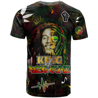 King Of Reggae T-Shirt Legend Bob Peace and Love Graphic Tee