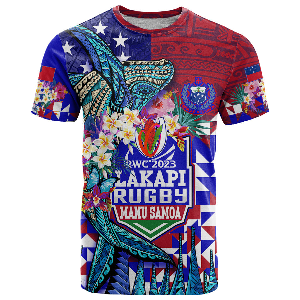 Manu Samoa Rugby T-Shirt Humpback Whale Hexagon Tribal Tropical Style Graphic Tee