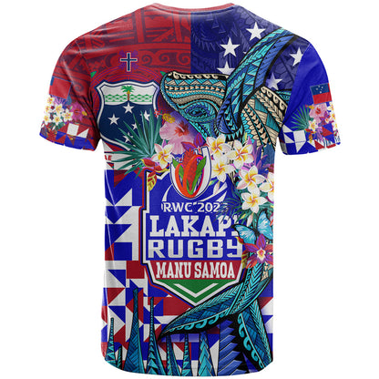 Manu Samoa Rugby T-Shirt Humpback Whale Hexagon Tribal Tropical Style Graphic Tee
