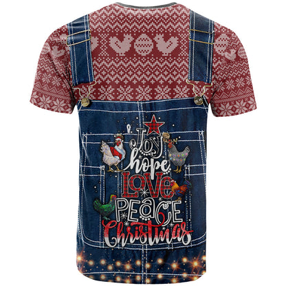Merry Clucking Christmas T-Shirt Chicken Santa Hat Graphic Tee