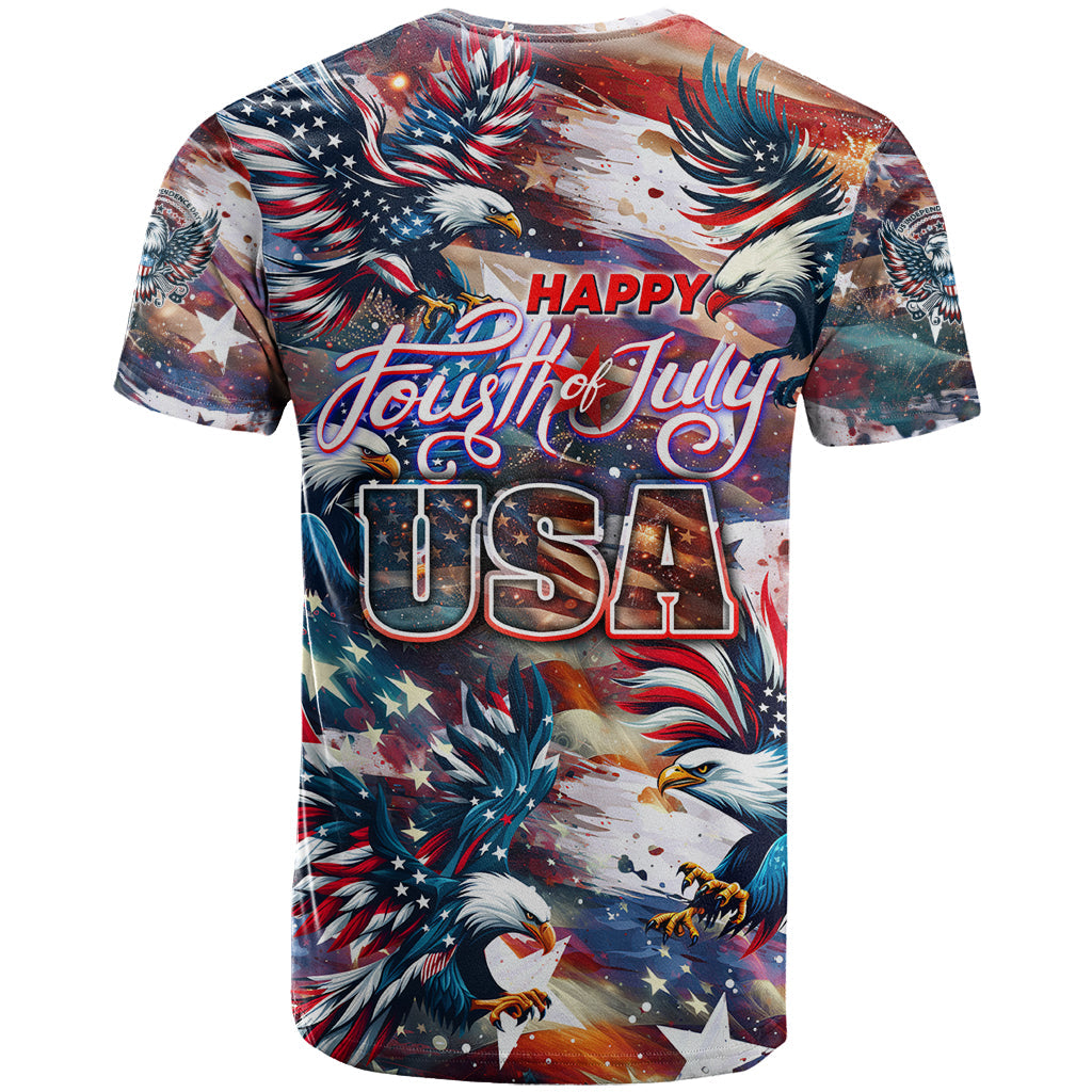 Happy Fourth of July T-Shirt American Eagle Flag US Independence Day Graphic Tee