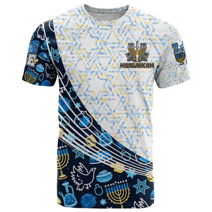 Happy Hanukkah T-Shirt Menorah and Dreidel Graphic Tee