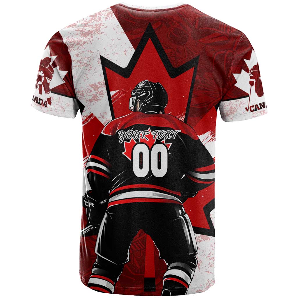 Personalized Canada Hockey Warrior T-Shirt Bold Maple Leaf Sports Art Graphic Tee