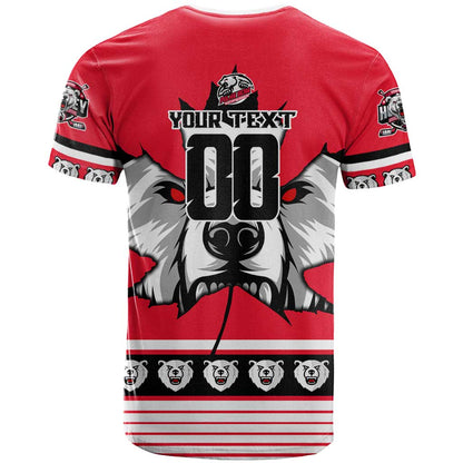 Personalized Polar Bear Hockey Canada T-Shirt Maple Leaf Ice Warrior Graphic Tee