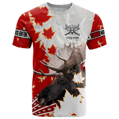 Moose Hunting T-Shirt Canada Maple Leaf Graphic Tee