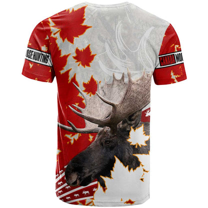 Moose Hunting T-Shirt Canada Maple Leaf Graphic Tee