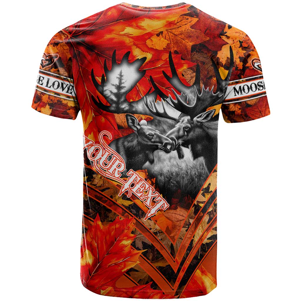 Personalized Moose Love T-Shirt Maple Leaf Autumn Passion Graphic Tee