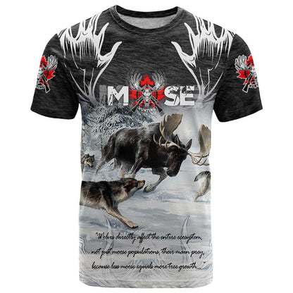 The Wolves Hunting Moose T-Shirt Graphic Tee