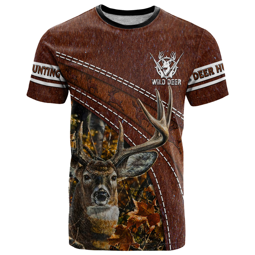 Deer Hunting T-Shirt In The Forest Brown Graphic Tee
