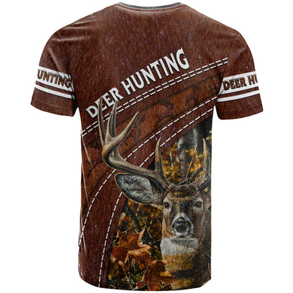 Deer Hunting T-Shirt In The Forest Brown Graphic Tee