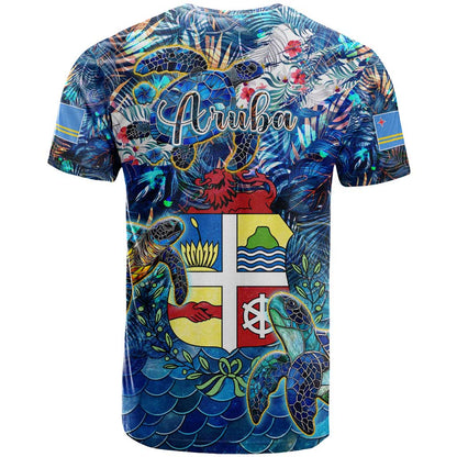 Aruba T-Shirt Sea Turtle Tropical Pattern Graphic Tee
