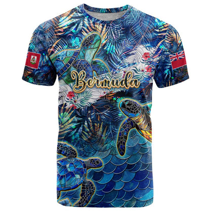 Bermuda T-Shirt Sea Turtle Tropical Pattern Graphic Tee