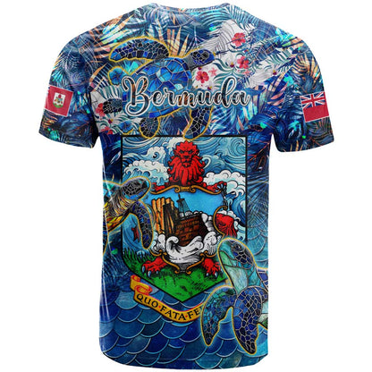 Bermuda T-Shirt Sea Turtle Tropical Pattern Graphic Tee
