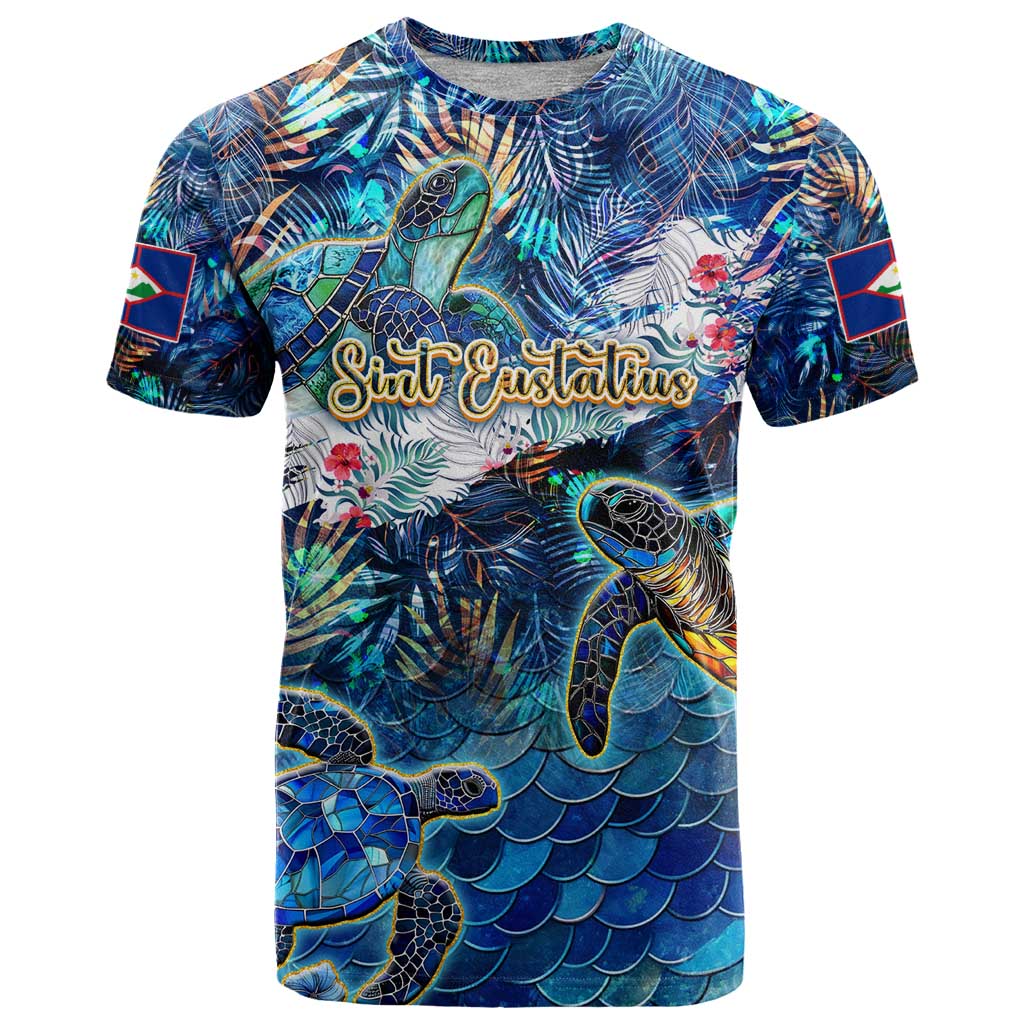 Sint Eustatius T-Shirt Sea Turtle Tropical Pattern Graphic Tee