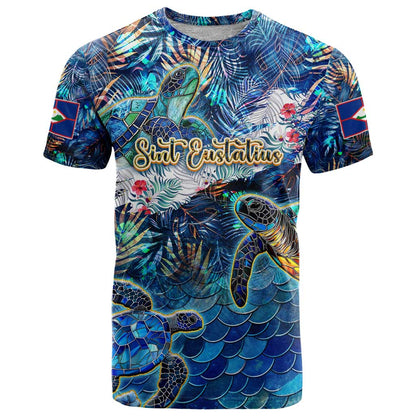 Sint Eustatius T-Shirt Sea Turtle Tropical Pattern Graphic Tee