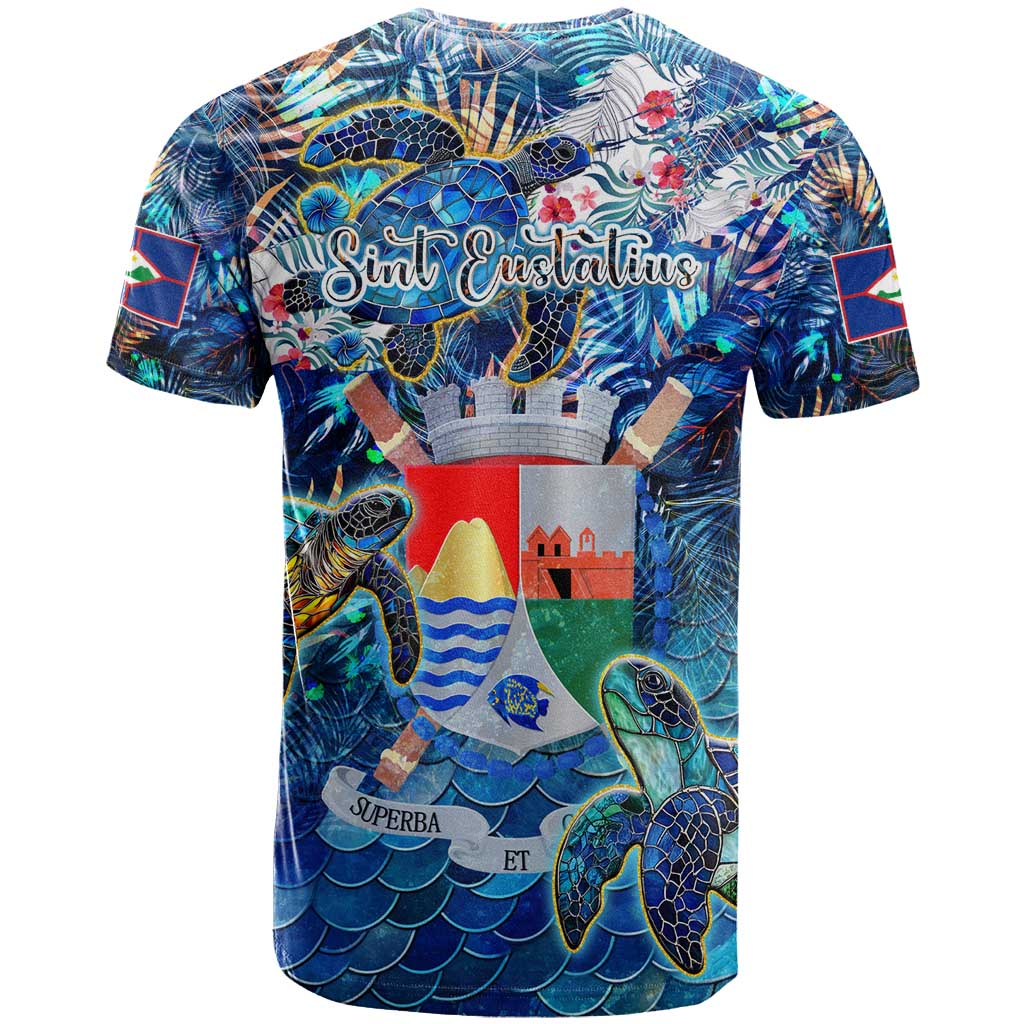 Sint Eustatius T-Shirt Sea Turtle Tropical Pattern Graphic Tee