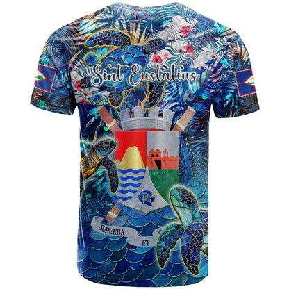 Sint Eustatius T-Shirt Sea Turtle Tropical Pattern Graphic Tee