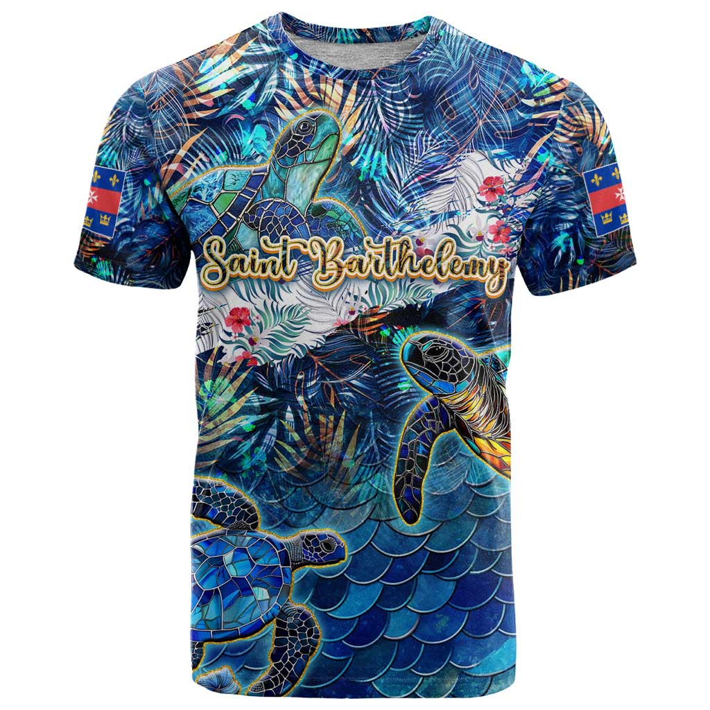 Saint Barthelemy T-Shirt Sea Turtle Tropical Pattern Graphic Tee