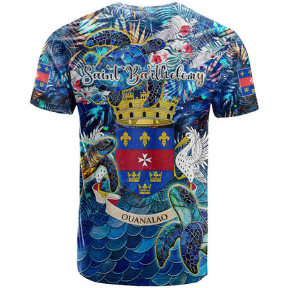Saint Barthelemy T-Shirt Sea Turtle Tropical Pattern Graphic Tee