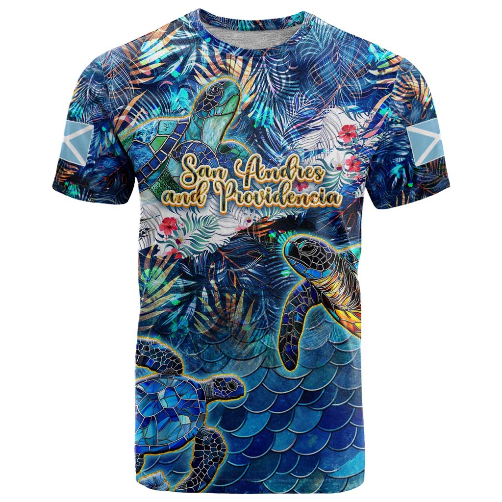 San Andres and Providencia T-Shirt Sea Turtle Tropical Pattern Graphic Tee