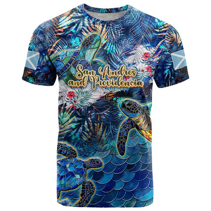 San Andres and Providencia T-Shirt Sea Turtle Tropical Pattern Graphic Tee