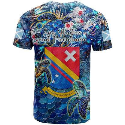 San Andres and Providencia T-Shirt Sea Turtle Tropical Pattern Graphic Tee
