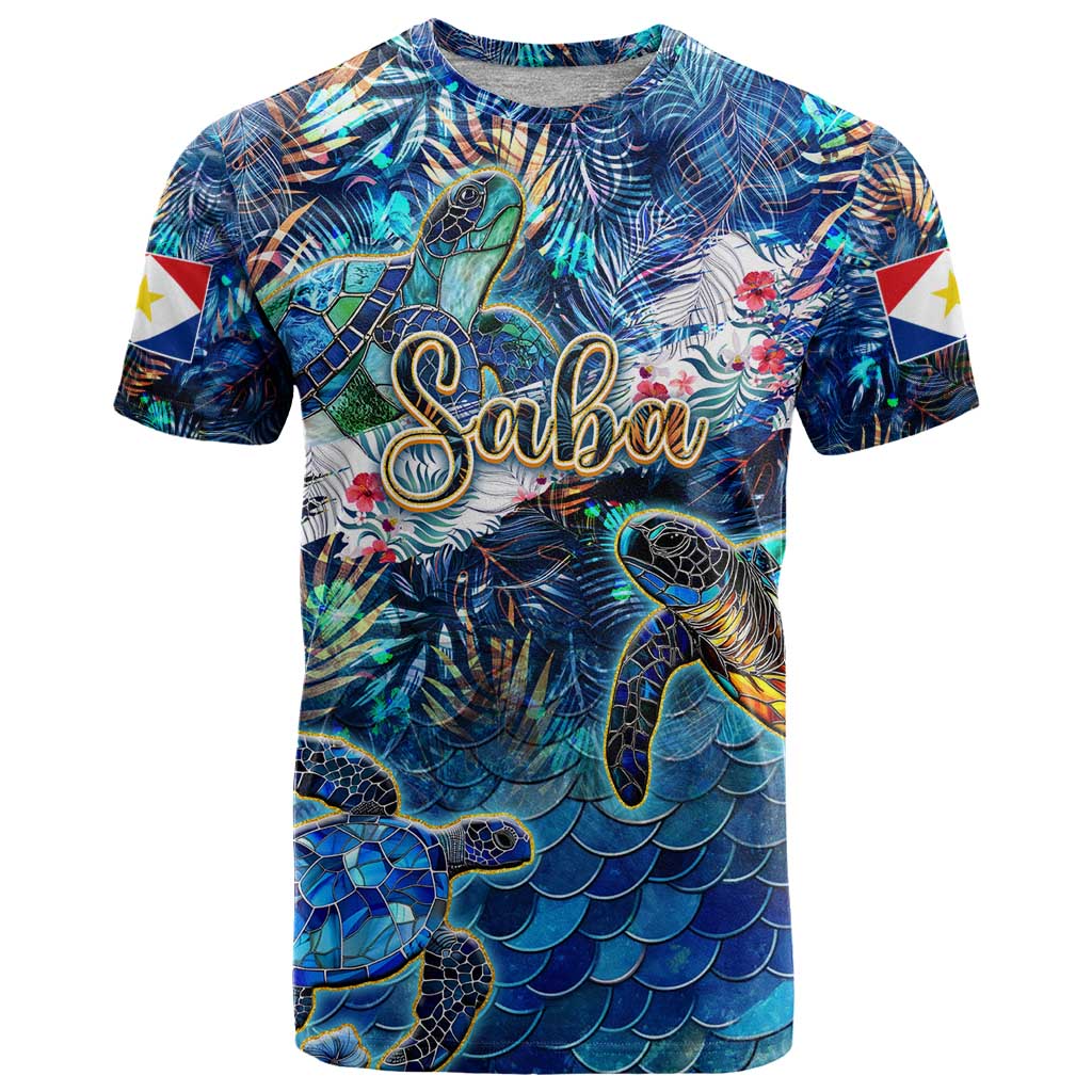 Saba T-Shirt Sea Turtle Tropical Pattern Graphic Tee