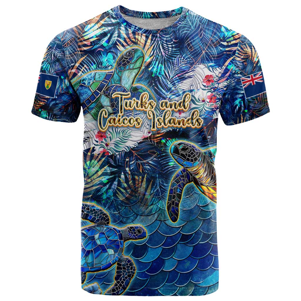 Turks and Caicos Islands T-Shirt Sea Turtle Tropical Pattern Graphic Tee