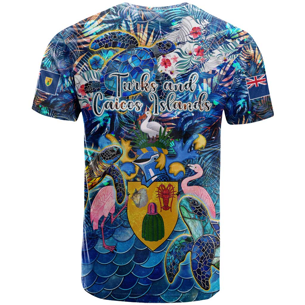 Turks and Caicos Islands T-Shirt Sea Turtle Tropical Pattern Graphic Tee