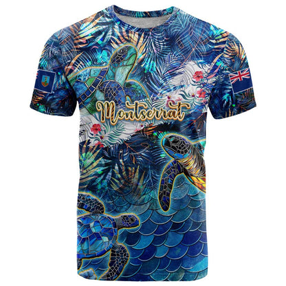 Montserrat T-Shirt Sea Turtle Tropical Pattern Graphic Tee