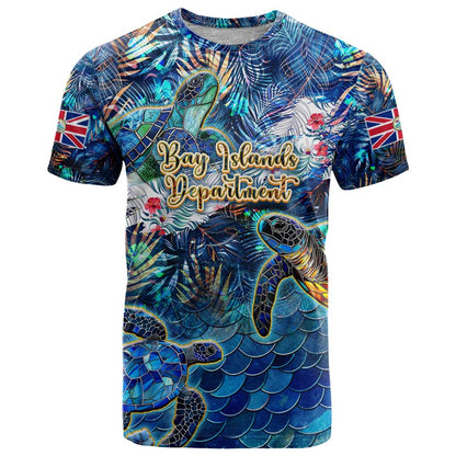 Bay Islands Department T-Shirt Sea Turtle Tropical Pattern Graphic Tee