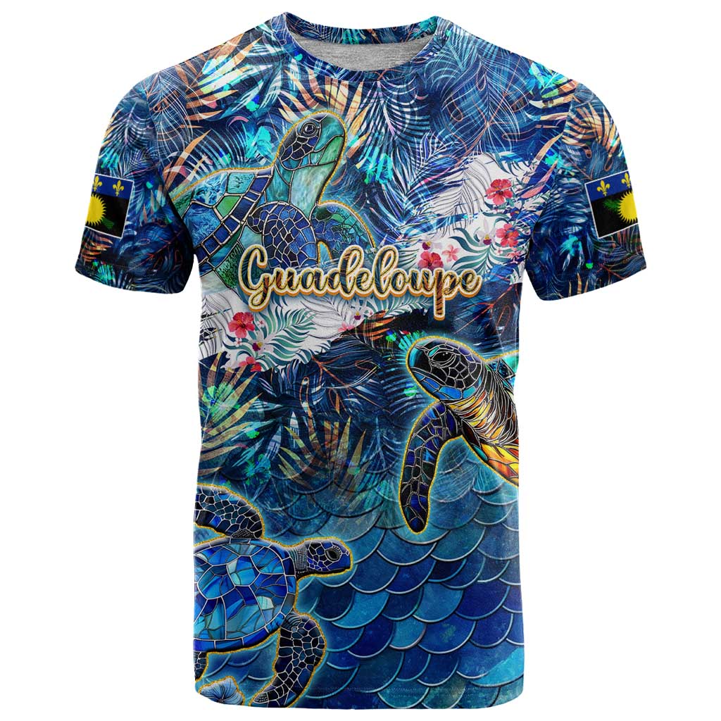 Guadeloupe T-Shirt Sea Turtle Tropical Pattern Graphic Tee
