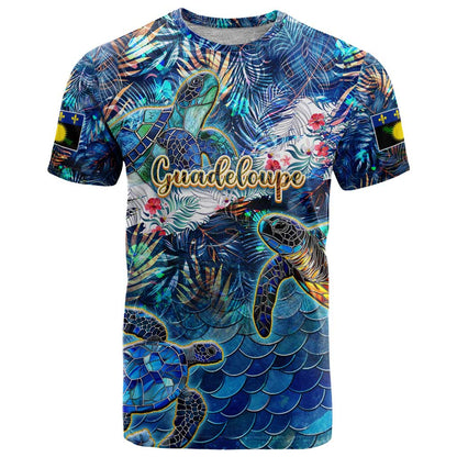 Guadeloupe T-Shirt Sea Turtle Tropical Pattern Graphic Tee