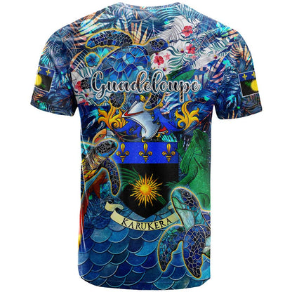 Guadeloupe T-Shirt Sea Turtle Tropical Pattern Graphic Tee