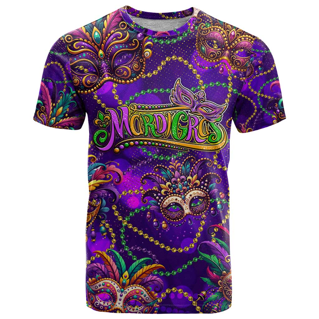 Mardi Gras T-Shirt Mask Glitter Art Graphic Tee