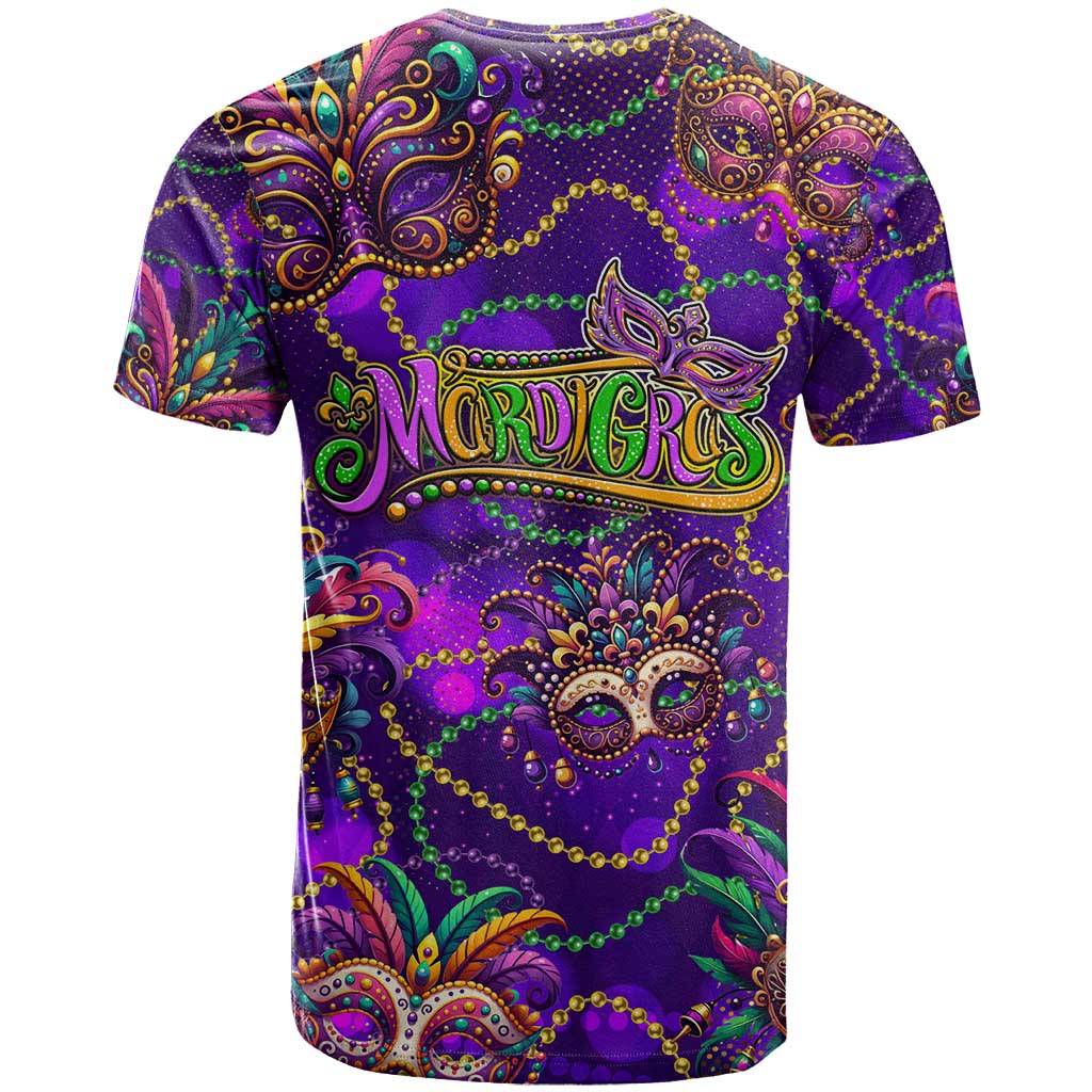 Mardi Gras T-Shirt Mask Glitter Art Graphic Tee