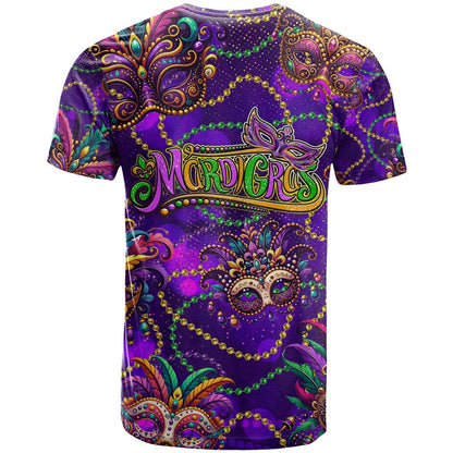 Mardi Gras T-Shirt Mask Glitter Art Graphic Tee