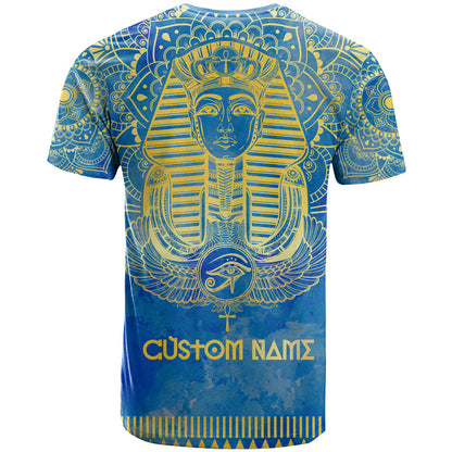 Personalized Mandala Egyptian Pharaoh T-Shirt Eye of Horus Blue Graphic Tee