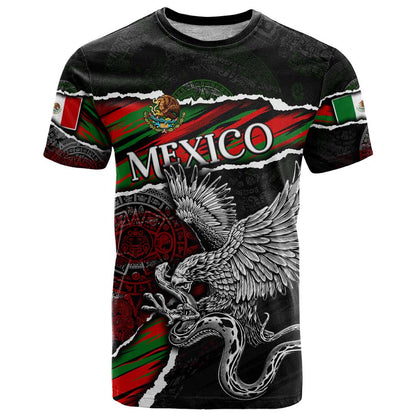 Eagle Snake Mexico T-Shirt Aztec Sun Stone Graphic Tee