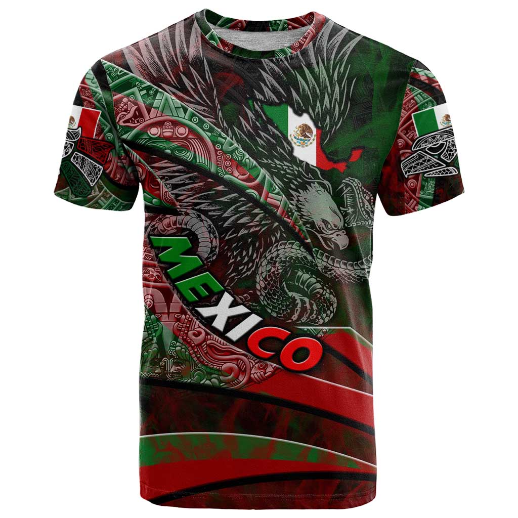 Mexico Aztec Eagle Flag T-Shirt Tribal Warrior Art Graphic Tee