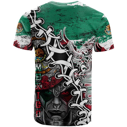 Aztec Warrior Mexican T-Shirt Aztec Calendar Coat of Arms Graphic Tee
