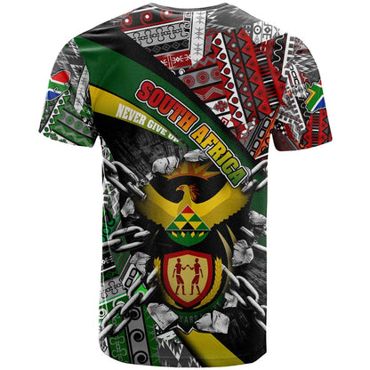 South Africa Never Give Up T-Shirt SA Fist of Freedom Graphic Tee