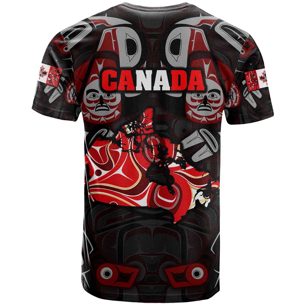 Haida Canada Day T-Shirt Totem Inspired Maple Leaf Indigenous Art Graphic Tee