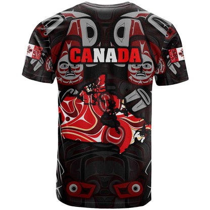 Haida Canada Day T-Shirt Totem Inspired Maple Leaf Indigenous Art Graphic Tee