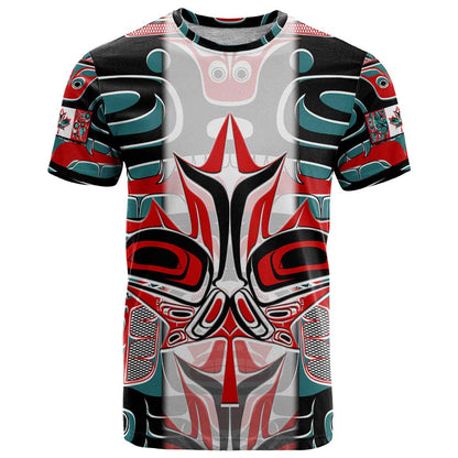 Canada Coat of Arms Haida T-Shirt Maple Leaf Flag Indigenous Art Graphic Tee