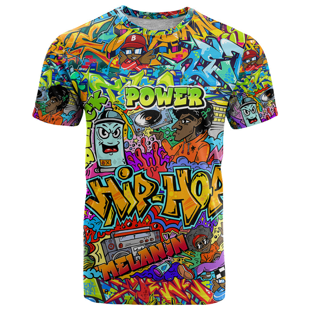 Hip Hop Graffiti Art T-Shirt Black Power Graphic Tee