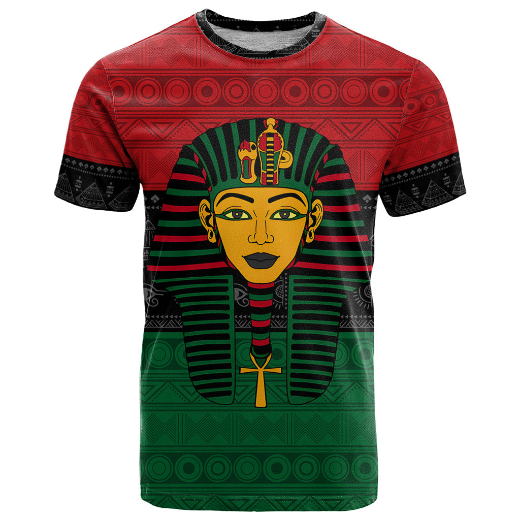 Personalized Pharaoh In Pan-African Colors T-Shirt Ancient Egypt Graphic Tee