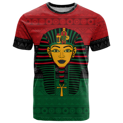 Personalized Pharaoh In Pan-African Colors T-Shirt Ancient Egypt Graphic Tee