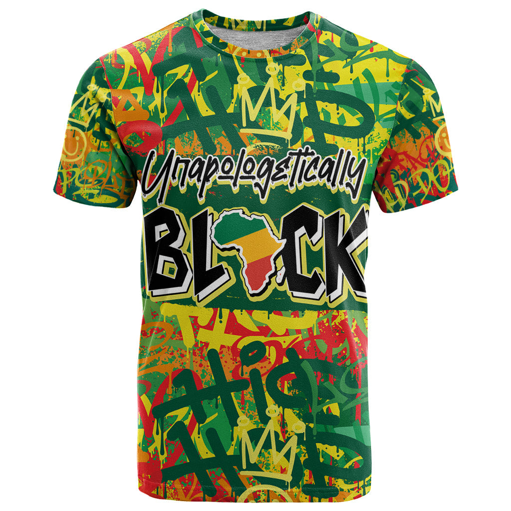 Personalized Colorful African Unapologetically Black T-Shirt Graphic Tee