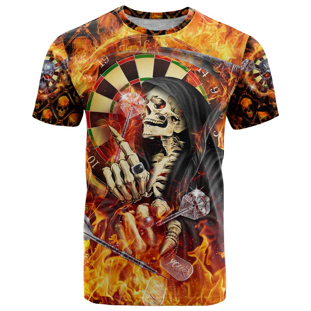 Personalised Skull Darts T-Shirt Death In Fire Graphic Tee